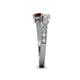 4 - Delise 5.00mm Round White Sapphire and Red Garnet with Side Diamonds Bypass Ring 