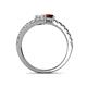 5 - Delise 5.00mm Round White Sapphire and Red Garnet with Side Diamonds Bypass Ring 
