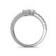 5 - Delise 5.00mm Round White Sapphire and Aquamarine with Side Diamonds Bypass Ring 