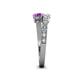 4 - Delise 5.00mm Round White Sapphire and Amethyst with Side Diamonds Bypass Ring 
