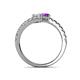 5 - Delise 5.00mm Round White Sapphire and Amethyst with Side Diamonds Bypass Ring 