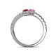 5 - Delise 5.00mm Round Ruby and Pink Sapphire with Side Diamonds Bypass Ring 
