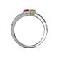 5 - Delise 5.00mm Round Ruby and Citrine with Side Diamonds Bypass Ring 