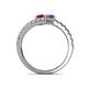 5 - Delise 5.00mm Round Ruby and Amethyst with Side Diamonds Bypass Ring 