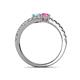 5 - Delise 5.00mm Round Aquamarine and Pink Sapphire with Side Diamonds Bypass Ring 