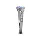 4 - Delise 5.00mm Round Aquamarine and Tanzanite with Side Diamonds Bypass Ring 