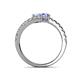 5 - Delise 5.00mm Round Aquamarine and Tanzanite with Side Diamonds Bypass Ring 