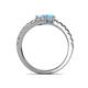 5 - Delise 5.00mm Round Aquamarine and Blue Topaz with Side Diamonds Bypass Ring 