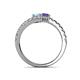 5 - Delise 5.00mm Round Aquamarine and Iolite with Side Diamonds Bypass Ring 