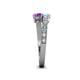 4 - Delise 5.00mm Round Aquamarine and Amethyst with Side Diamonds Bypass Ring 