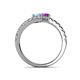 5 - Delise 5.00mm Round Aquamarine and Amethyst with Side Diamonds Bypass Ring 