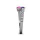 4 - Delise 5.00mm Round Iolite and Pink Sapphire with Side Diamonds Bypass Ring 