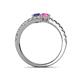 5 - Delise 5.00mm Round Iolite and Pink Sapphire with Side Diamonds Bypass Ring 