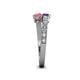 4 - Delise 5.00mm Round Iolite and Pink Tourmaline with Side Diamonds Bypass Ring 