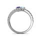 5 - Delise 5.00mm Round Iolite and Aquamarine with Side Diamonds Bypass Ring 