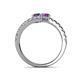 5 - Delise 5.00mm Round Iolite and Amethyst with Side Diamonds Bypass Ring 