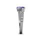4 - Delise 5.00mm Round Iolite and Tanzanite with Side Diamonds Bypass Ring 