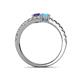 5 - Delise 5.00mm Round Iolite and Blue Topaz with Side Diamonds Bypass Ring 