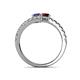 5 - Delise 5.00mm Round Iolite and Red Garnet with Side Diamonds Bypass Ring 