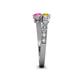 4 - Delise 5.00mm Round Yellow and Pink Sapphire with Side Diamonds Bypass Ring 