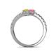 5 - Delise 5.00mm Round Yellow Sapphire and Pink Tourmaline with Side Diamonds Bypass Ring 