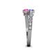 4 - Delise 5.00mm Round Tanzanite and Pink Sapphire with Side Diamonds Bypass Ring 