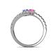 5 - Delise 5.00mm Round Tanzanite and Pink Sapphire with Side Diamonds Bypass Ring 