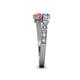4 - Delise 5.00mm Round Tanzanite and Pink Tourmaline with Side Diamonds Bypass Ring 