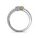 5 - Delise 5.00mm Round Tanzanite and Citrine with Side Diamonds Bypass Ring 