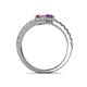 5 - Delise 5.00mm Round Pink Tourmaline and Iolite with Side Diamonds Bypass Ring 