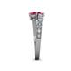 4 - Delise 5.00mm Round Pink Tourmaline and Rhodolite Garnet with Side Diamonds Bypass Ring 