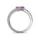 5 - Delise 5.00mm Round Pink Tourmaline and Amethyst with Side Diamonds Bypass Ring 