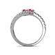5 - Delise 5.00mm Round Pink Tourmaline with Side Diamonds Bypass Ring 