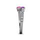4 - Delise 5.00mm Round Amethyst and Pink Sapphire with Side Diamonds Bypass Ring 