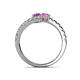 5 - Delise 5.00mm Round Amethyst and Pink Sapphire with Side Diamonds Bypass Ring 