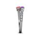 4 - Delise 5.00mm Round Amethyst and Pink Tourmaline with Side Diamonds Bypass Ring 