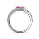 5 - Delise 5.00mm Round Amethyst and Pink Tourmaline with Side Diamonds Bypass Ring 