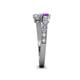 4 - Delise 5.00mm Round Amethyst and White Sapphire with Side Diamonds Bypass Ring 