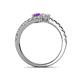 5 - Delise 5.00mm Round Amethyst and White Sapphire with Side Diamonds Bypass Ring 