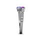 4 - Delise 5.00mm Round Amethyst and Tanzanite with Side Diamonds Bypass Ring 