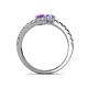 5 - Delise 5.00mm Round Amethyst and Tanzanite with Side Diamonds Bypass Ring 