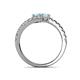 5 - Delise 5.00mm Round Aquamarine with Side Diamonds Bypass Ring 