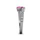 4 - Delise 5.00mm Round Pink Tourmaline and Pink Sapphire with Side Diamonds Bypass Ring 