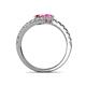 5 - Delise 5.00mm Round Pink Tourmaline and Pink Sapphire with Side Diamonds Bypass Ring 