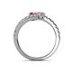 5 - Delise 5.00mm Round Pink Tourmaline and Diamond with Side Diamonds Bypass Ring 