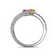 5 - Delise 5.00mm Round Pink Tourmaline and Citrine with Side Diamonds Bypass Ring 