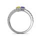 5 - Delise 5.00mm Round Yellow Sapphire and Iolite with Side Diamonds Bypass Ring 