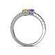 5 - Delise 5.00mm Round Yellow Sapphire and Amethyst with Side Diamonds Bypass Ring 