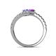 5 - Delise 5.00mm Round Tanzanite and Amethyst with Side Diamonds Bypass Ring 