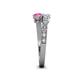 4 - Delise 5.00mm Round White and Pink Sapphire with Side Diamonds Bypass Ring 